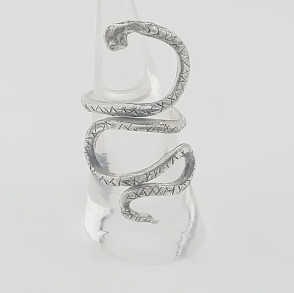 SNAKE ADJUSTABLE RING HANDMADE IN STERLING SILVER METAL SIZE 7 AND UP - Picture 3 of 6